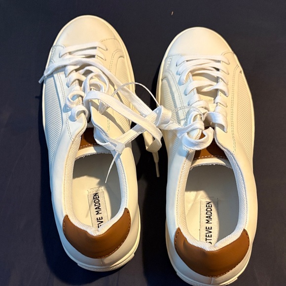 Steve Madden White and Tan Sneakers - Picture 1 of 6